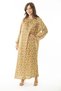 Women's Large Size Saffron Collar, Gathering and Cuffs, Elastic Detailed Long Dress 65N36905
