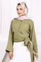 Khaki Waist Tie Modal Shirt