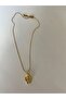 Gold Steel Necklace with Ellipse Cover and Stone - 3