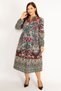 Women's Large Size Colorful Front Buttoned Waist Gathered Dress 65n34612 - 6