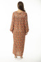 Women's Large Size Colorful Long Dress with Gathering Collar and Elastic Detail at the Cuff 65N36905 - 5