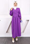 Purple Tie-Up Wrap Blouse Skirt Set - 2
