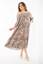 Women's Plus Size Milk Coffee Collar Elastic Woven Viscose Fabric Tiered Dress 65N37349 - 4