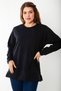 Women's Large Size Navy Blue Dueble Face Fabric Color Combination Sweatshirt 65N37124