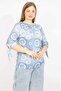 Women's Blue Large Size Collar Elastic Sleeve Lace Blouse 65n35665 - 3