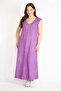 Women's Lilac Plus Size Lace Detailed V-Neck Side Slit Linen Dress 65n36357 - 6