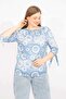Women's Blue Large Size Collar Elastic Sleeve Lace Blouse 65n35665