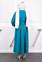 Petrol Green Tie-Dye Blouse and Skirt Set - 4