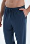 Navy Blue Reglan Long Sleeve Basic T-Shirt Pants Pajama Set - 6