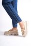 Mb1170-Bj Thick Sole Luxury Suede Buckle Beige Women's College Loafer - 3