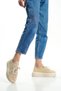 H- 101-Bj Knitwear Knitted Fabric Oval Toe Lace Detail Women's Beige High Sole Ballerina & Loafer - 3
