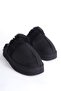 Mbsr607-S Women's Inner and Outer Fur Black Winter Slippers - 7