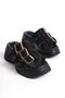 Mubiano Genuine Leather Collection Women's Suede Platform Slippers Black -Mcrgn6151-S - 4