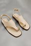 Maria Women's Beige Black Gold Ring Detailed Daily Sandals - 7