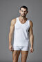 قميص داخلي رجالي من القطن الممشط ذو الياقة العريضة باللون الأبيض - 5