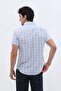 قميص shirtpro قطني بقصّة عادية وأكمام قصيرة وياقة بأزرار باللون الأزرق بنقشة منقوشات - 2