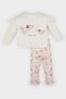Baby Girl 2 Piece Set New Year's Themed Long Sleeve Top with Elastic Waist Bottom D6516A524Wn