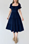 Square/Madonna Collar Elastic Relaxed Cut Summer Dress - 2