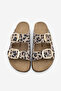 Women's Genuine Leather Daily Slippers Double Strap Slippers Eva Sole Poly Beige Leopard - 7