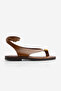 Women's Genuine Leather Daily Sandals Ronta Tan Flip Flops with Ankle Buckle - 3