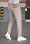 Men's Beige Slim Fit Double Leg Lycra Stretch Fabric Jogger Trousers - 4