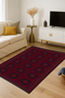 Mosso Red Burgundy Navy Blue Tones Ethnic Motifs Patterned Woven Base Vintage Decorative Carpet Mosso157 - 4