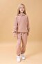 Raglan Sleeve Hooded Fleece Inside Unisex Children's Set Brown - 6