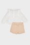 Baby Girl 3Pcs Suit Crew Neck Long Sleeve Top Stretchy Waisted Shorts Skirt D9318A525Sp - 5