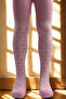 Girl's Cotton Heart Pattern Pantyhose Pink - 4