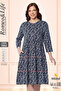 Women's Button Detailed Patterned Stylish Dress 7552