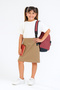 Girls' Drawstring Waist School Camisole Shorts Skirt Beige G2025-1