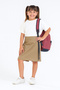 Girls' Drawstring Waist School Camisole Shorts Skirt Beige G2025-1 - 3