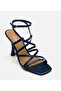 Women's Leather Navy Blue Heeled Sandals - 2