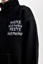 Black Oversized Wide Fit Turtleneck Printed Sweatshirt Boys D5676A824Wn - 4