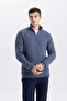 Standard Fit Regular Cut Stand Collar Zippered Basic Plain Knitwear Sweater B0578Ax24Wn - 3