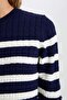 Regular Fit Striped Crew Neck Buttoned Knitwear Cardigan A2138Ax24Wn - 6