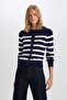 Regular Fit Striped Crew Neck Buttoned Knitwear Cardigan A2138Ax24Wn - 3