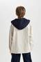 Boy's Oversize Wide Fit Hooded Gabardine Long Sleeve Shirt C6626A824Au - 5