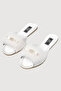 Women's Ecru Stone Feathered Dowry Bridal House Slippers Vr.G01.71C.Y01 - 3