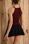 Ribbed Lycra Strap U-Neck Halter Short Sleeve Bady Blouse Undershirt - Have a Reference to Images - 4