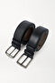 Men's Belt Black 2-Piece Jeans and Fabric Trouser Belt