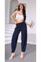 Women's Bernis Navy Blue Balloon Pants, Elastic Waist Shalwar Model Crepe Balloon Pants Hiding the Basen - 3