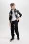 Boys' Black Jogger Pants with Elastic Waist and Cuffs, Cargo Pockets, Plush Fleece Lining D3460A824W - 3