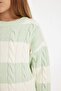 Girls' Striped Crew Neck Hair Braided Sweater Sweater B1925A824Au - 5