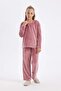 Girls' Pajamas Set Fleece Long Sleeve Top Long Bottom D1088A824Wn - 3
