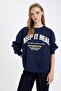 Oversize Wide Fit Crew Neck Printed Thick Sweatshirt 3166201 - 3