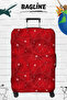 Lycra Flexible Fabric Red Route Printed Durable Suitcase and Suitcase Cover - 5