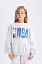 Girl's Nba Wordmark Oversize Wide Fit Crew Neck Sweatshirt C9507A824Au - 4