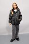 Girls' Waterproof Hooded Zipper Snap Inflatable Coat C5496A824Au - 2