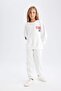 Girls' 2-Piece Set Crew Neck Printed Sweatshirt Jogger Sweatpants D0726A824Au - 2